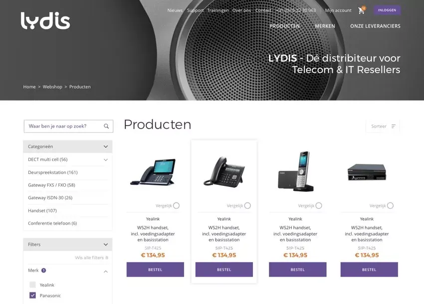 LydisPlus website, connected to Exact Globe