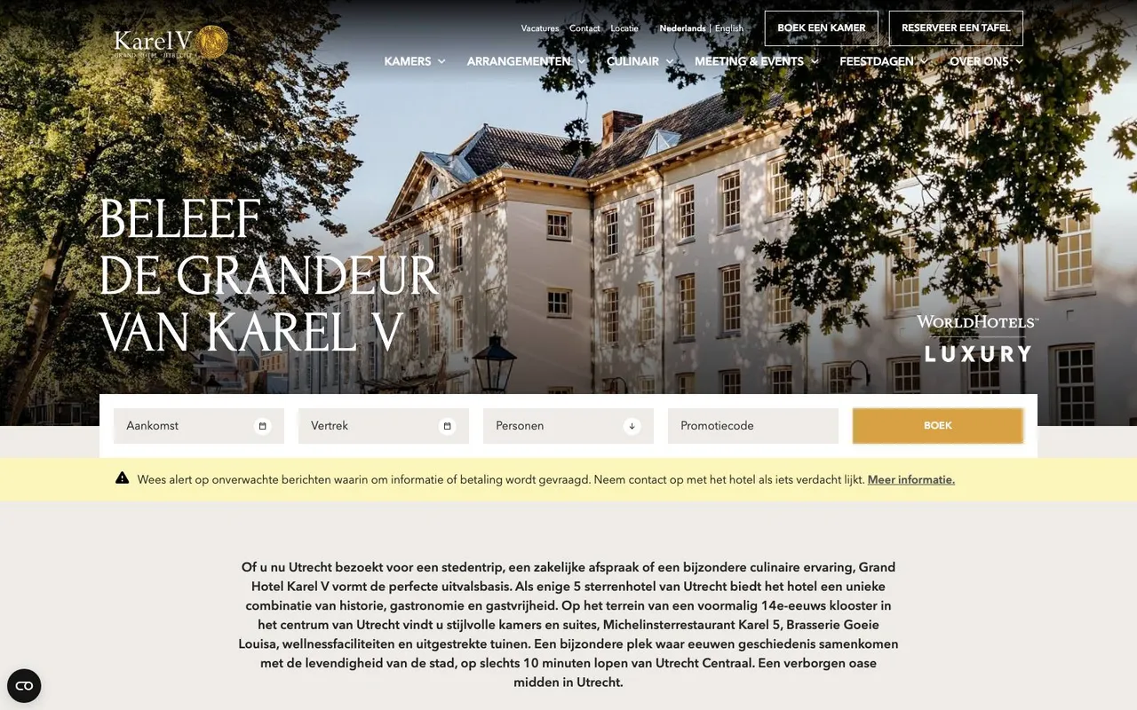 Hotel Karel V website