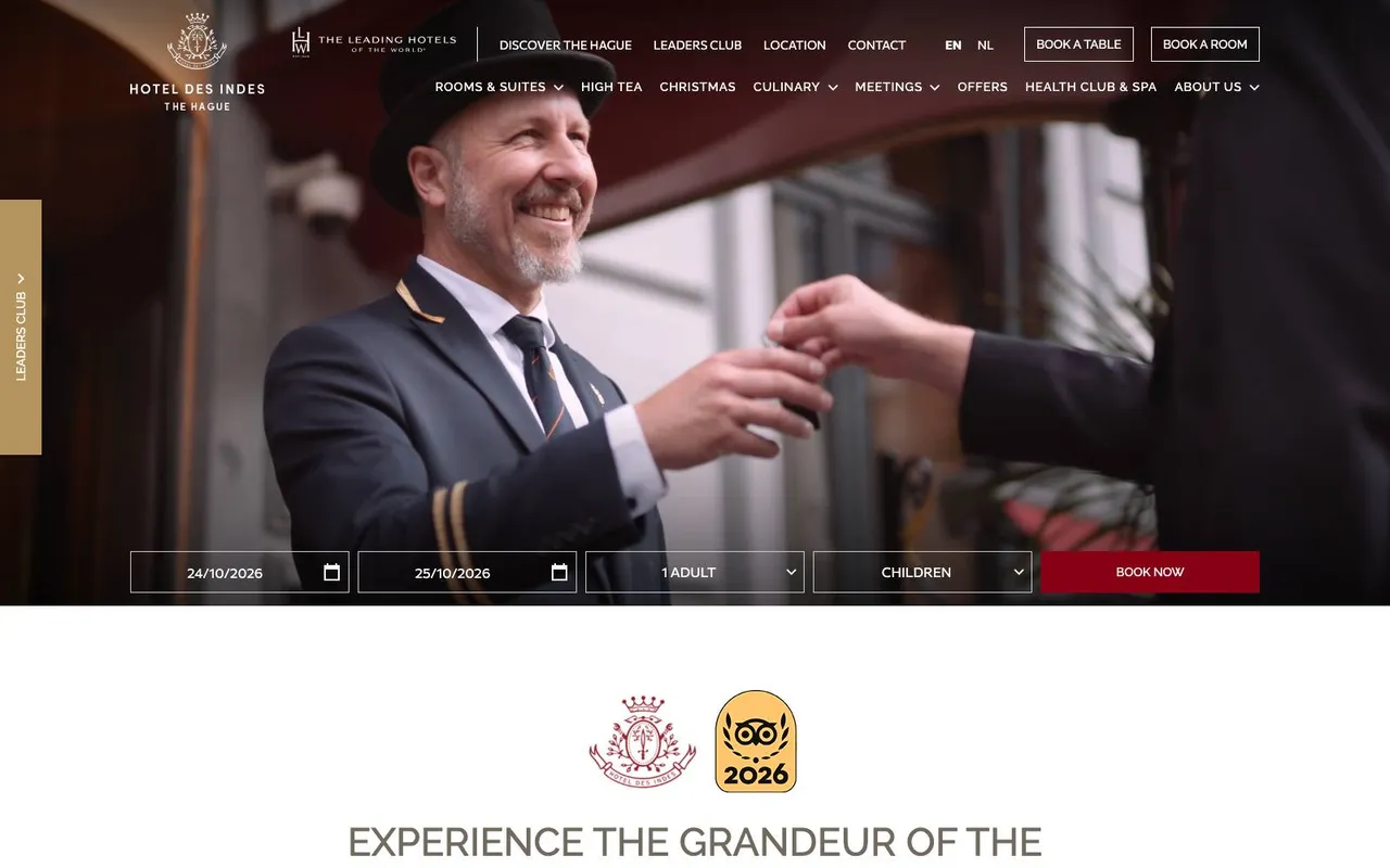 Hotel Des Indes website