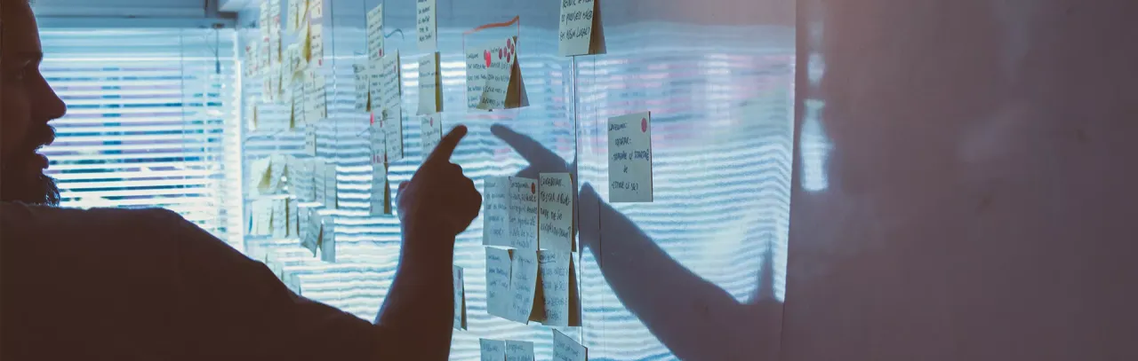 Strategy session with Post-its